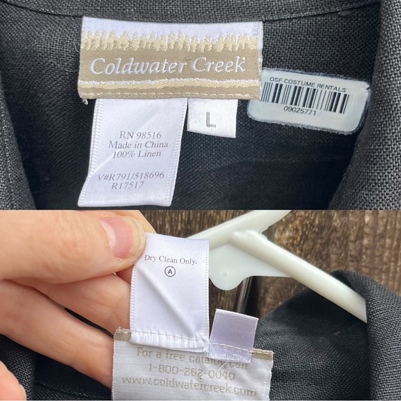 Coldwater Creek 100% Linen Full Button Down Shirt Dress In Black Sz L - Picture 2 of 14